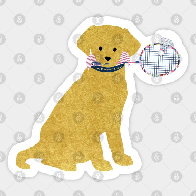 Preppy Golden Retriever Badminton Dog Sticker by emrdesigns